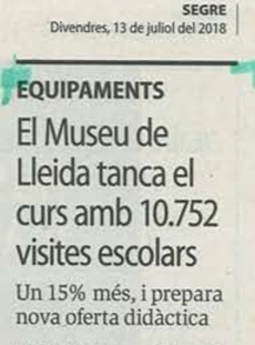 El Museu de Lleida va incrementar un 15% les seves visites escolars