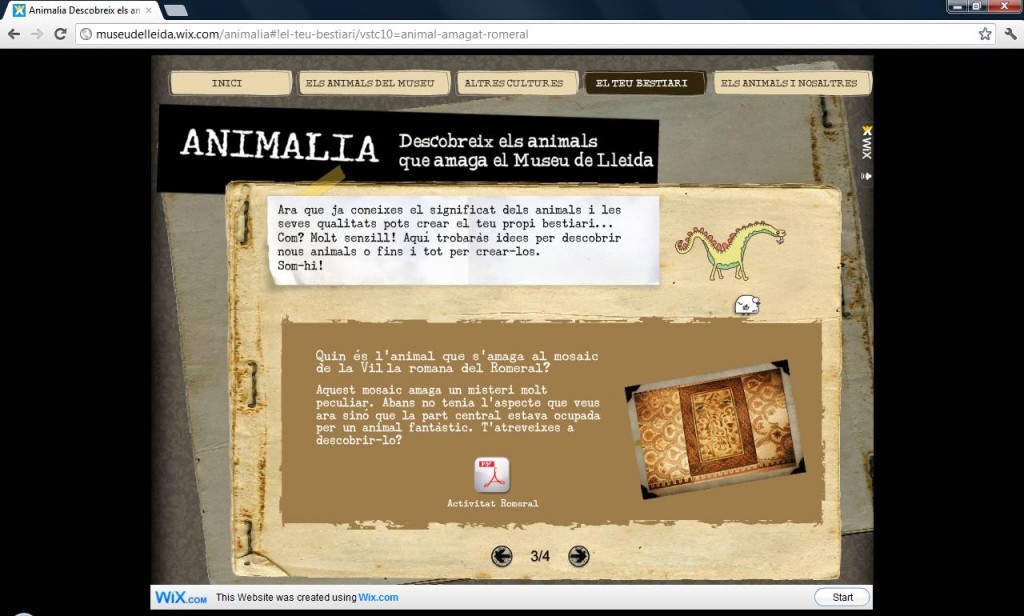 Foto 7. Pantalla web animalia Web del itinerari educatiu Animalia