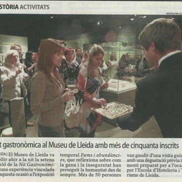 L’Escola d’Hoteleria de Lleida protagonista de les 7es Nits Gastronòmiques del Museu de Lleida